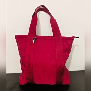 Victoria's Secret Red Quilted Tote Bag, Height 15 Inches, Width 19 Inches